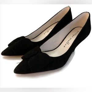 Bettye Muller black suede bow pumps